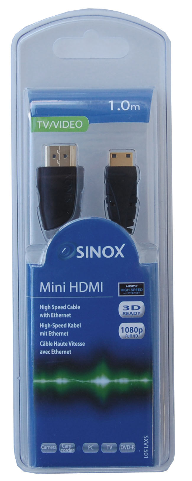 Sinox HDMI™ til Mini HDMI™ kabel. 1m. Grå/sort