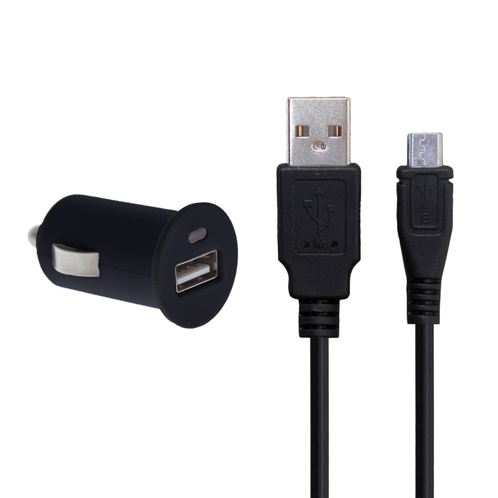 Sinox USB A biloplader m/Micro USB kabel. 2,4A. 1,5m. Sort