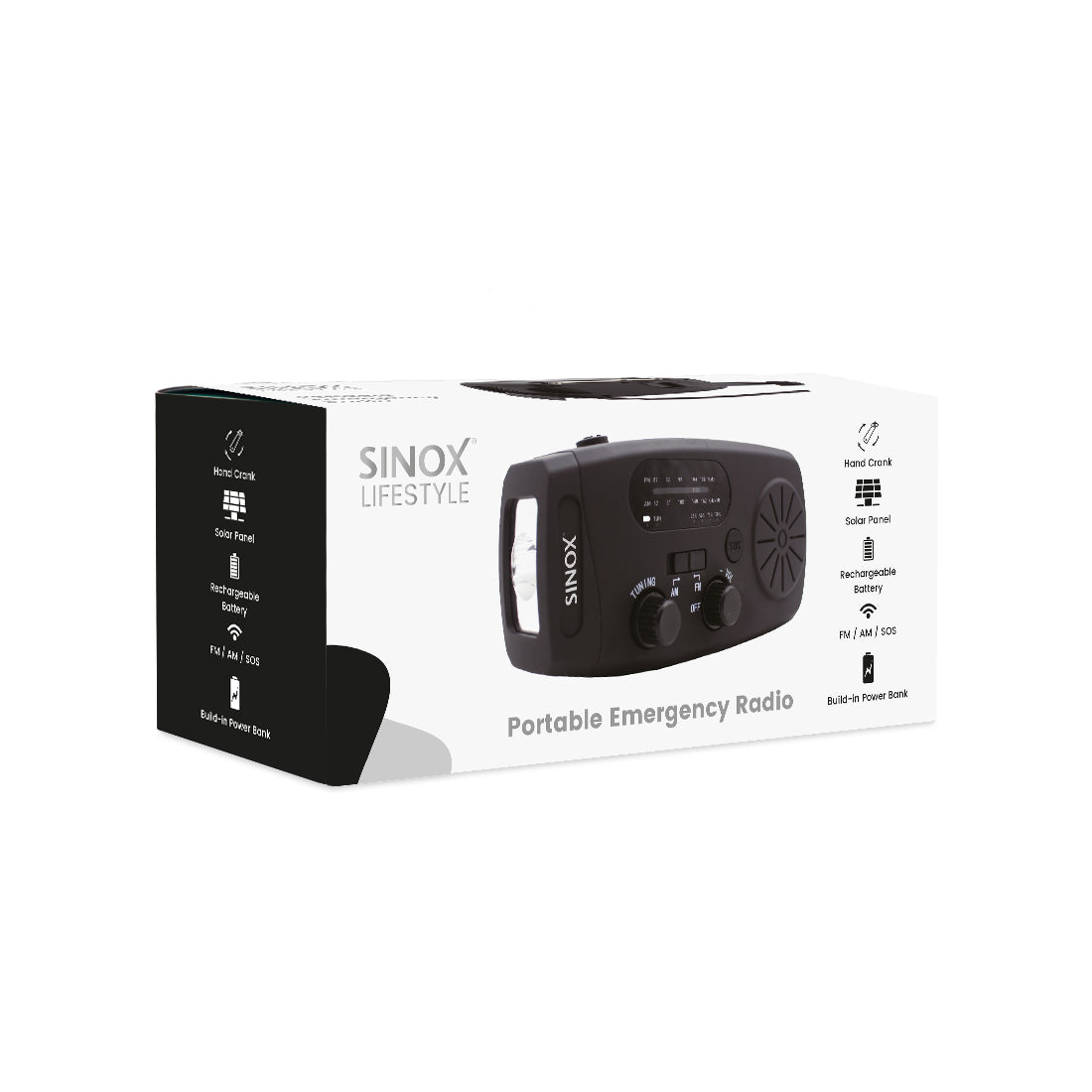 Sinox kompakt nødradio. Sort