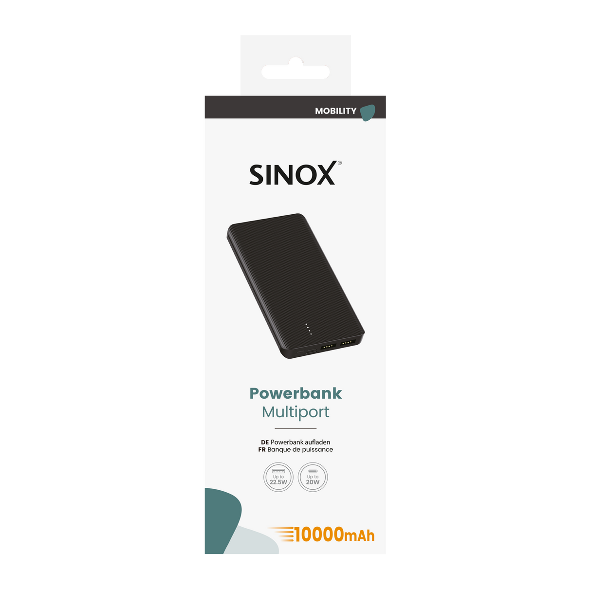 Sinox Power Bank 10000 mAh. Sort