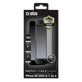 SBS beskyttelsesglas til iPhone SE 2020/2022 / 8 / 7 / 6s / 6®. Sorte kanter
