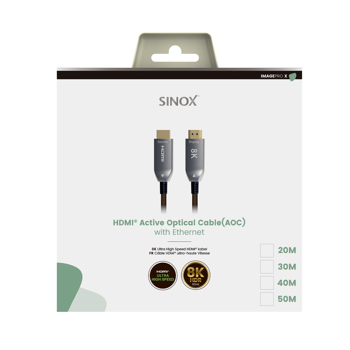 Sinox PRO X HDMI™ Optisk kabel 8K60Hz+E. 40m. Sort