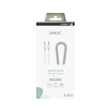 Sinox PRO mini jack spiralkabel. 3m. Hvid