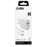 SBS 20W oplader. 1m MFI Lightning kabel. Hvid