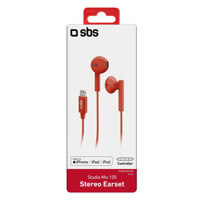 SBS in-ear stereo høretelefoner Studio Mix 105. Rød