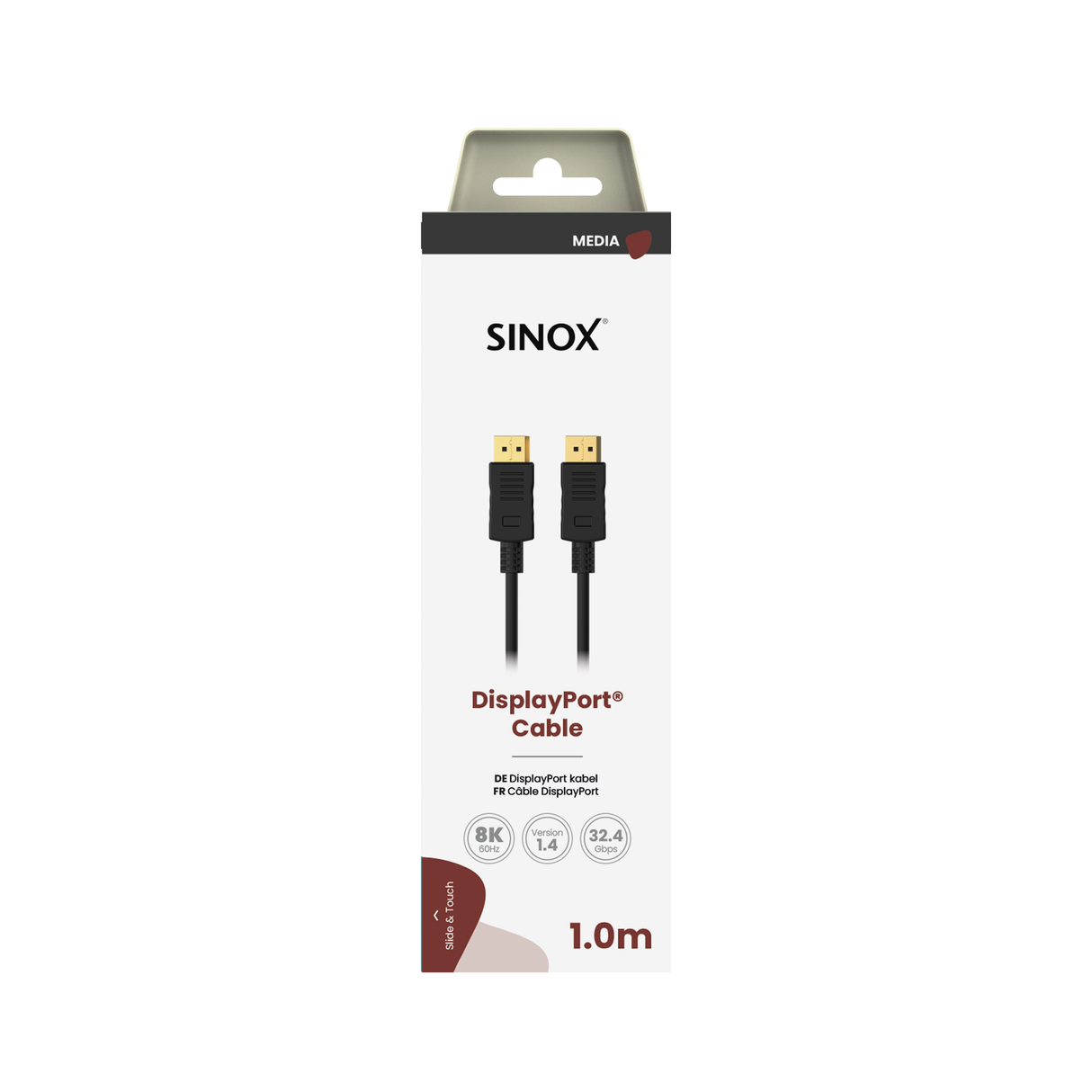 Sinox DisplayPort™ kabel. 1m. Sort