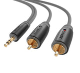 Sinox 3,5mm mini jack til phono kabel. 10m. Grå/sort