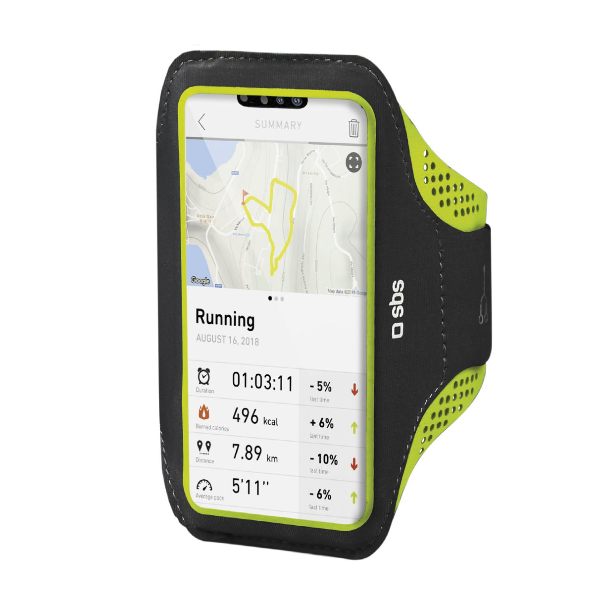 SBS XXXL mobilholder til armen til sport. Sort/grøn