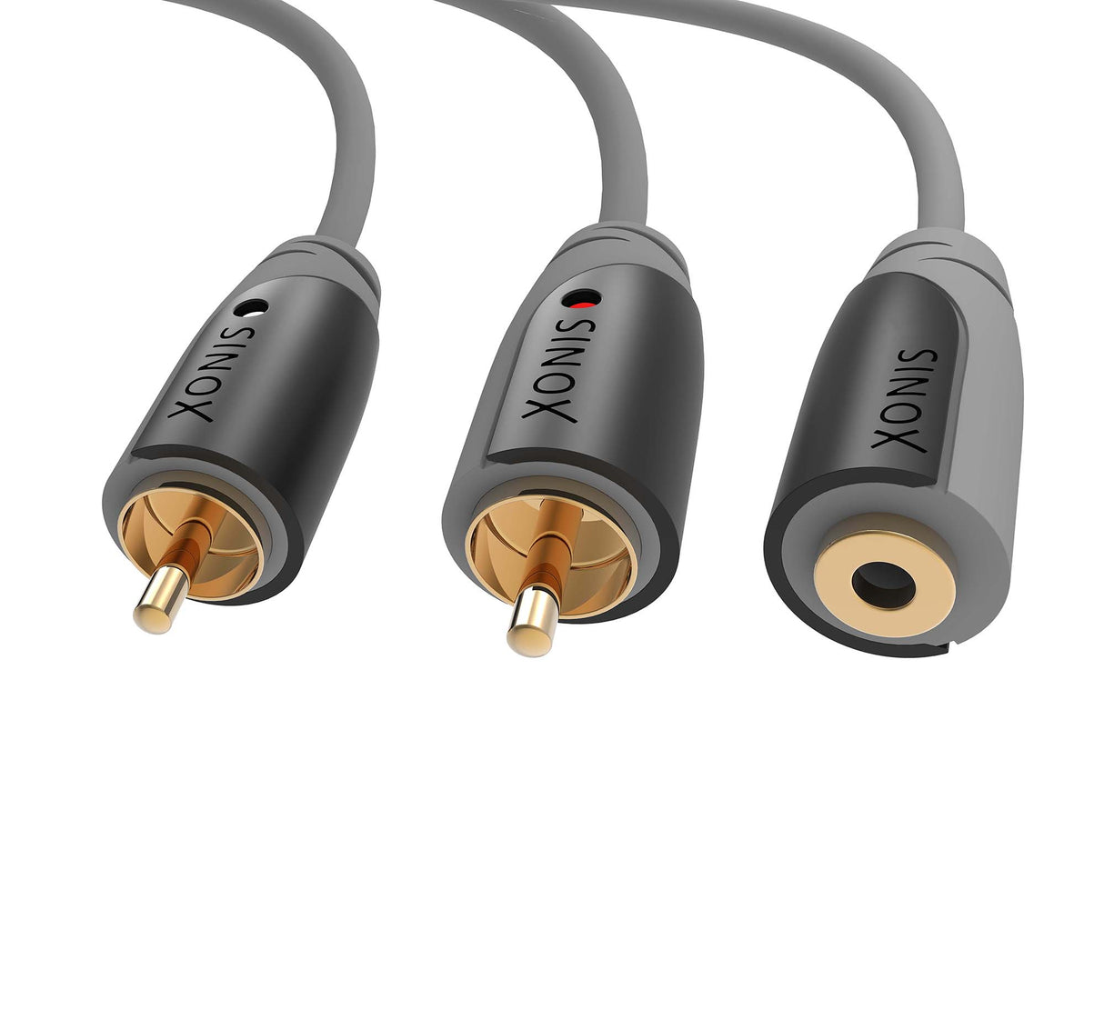 Sinox 3,5mm mini jack til phono kabel. 1m. Grå/sort