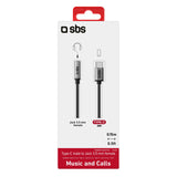 SBS USB C til mini jack adapter. Grå