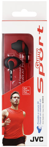 JVC in-ear Gumy sport headphones. Black/red
