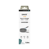 Sinox PRO USB C 2.0 magnetisk kabel. 1m. Grå