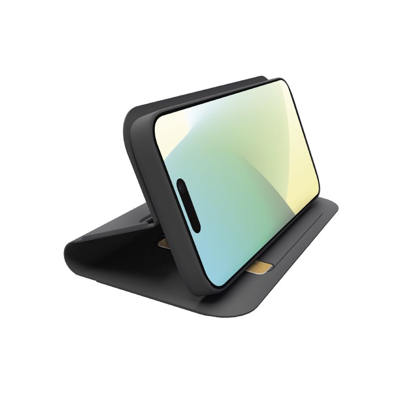 SBS-etui i bogstil med stativstøtte og soft touch-overflade til iPhone 16