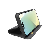 SBS-etui i bogstil med stativstøtte og soft touch-overflade til iPhone 16