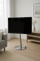 Sinox StandView TV gulvstand, vinklet med drejbar top. 26"-65". Alu finish