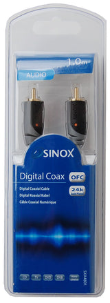 Sinox digitalt coaxial kabel. 1m. Grå/sort