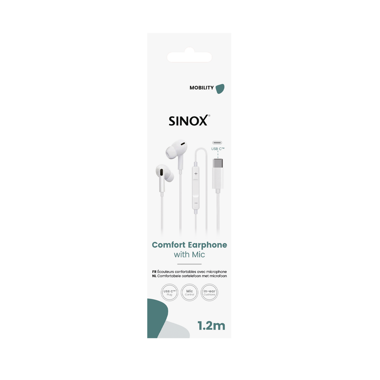 Sinox in-ear hovedtelefoner med USB-C og mikrofon. Hvid