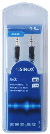 Sinox 3,5mm mini jack kabel. 0,5m. Grå/sort