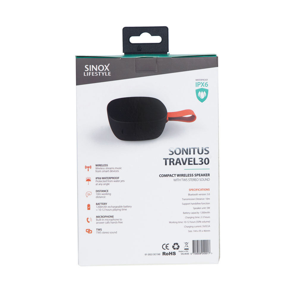 Sinox Sonitus Travel30 højttaler. Sort