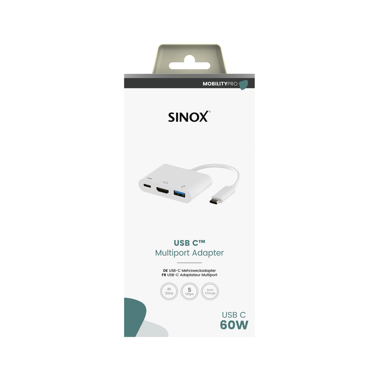 Sinox PRO USB C Hub. 0,15m. Hvid