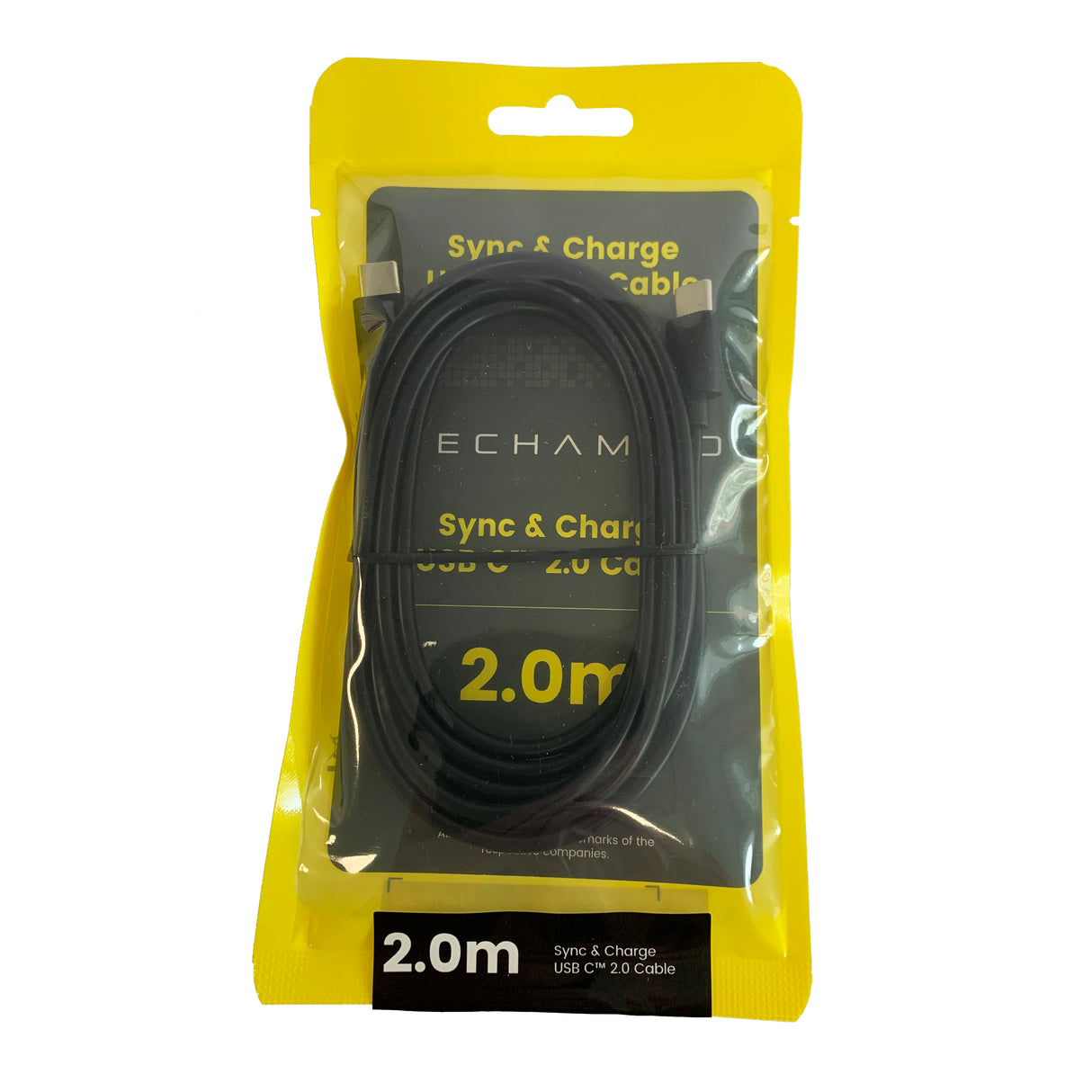 Techammo USB C kabel. 2m. Sort