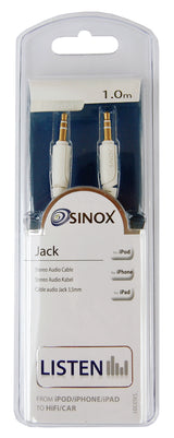 Sinox mini jack kabel. 1m. Hvid