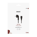 Sinox 3-pin strømkabel. 1,8m. Sort