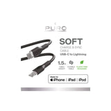 PURO SOFT-kabel til strøm- og datasynkronisering fra USB-C til Lightning 1,5 m