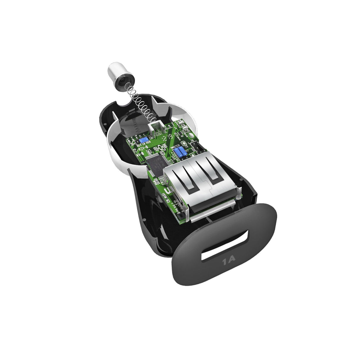 SBS biloplader med 1A USB A. Sort