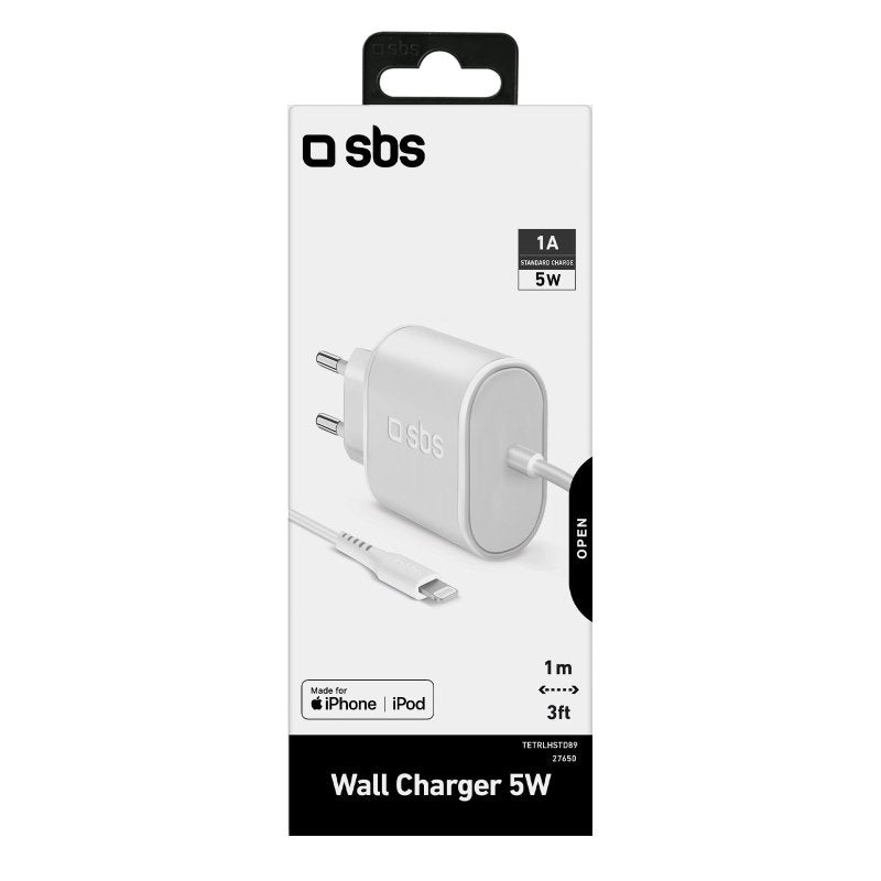 SBS 5W rejseoplader til iPhone, iPad og iPod. Hvid