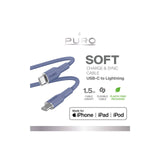 PURO SOFT-kabel til strøm- og datasynkronisering fra USB-C til Lightning 1,5 m