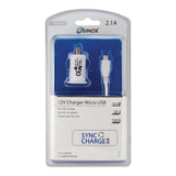 Sinox USB A biloplader m/Micro USB kabel. 2,4A. 1,5m. Hvid