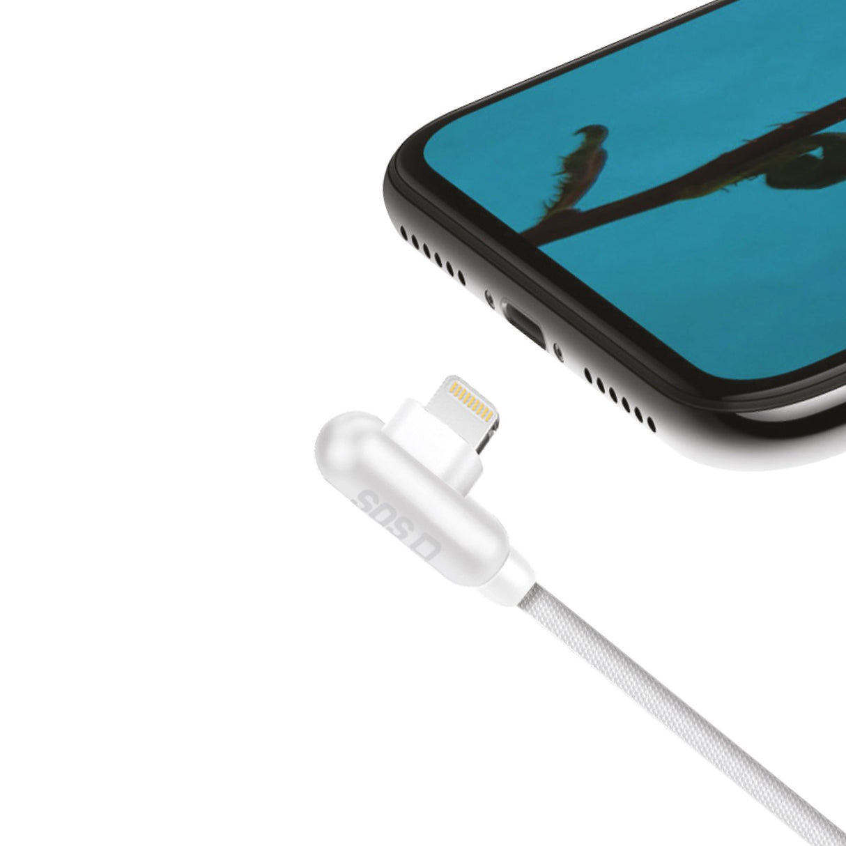 SBS 90° Lightning kabel. 1m. Hvid