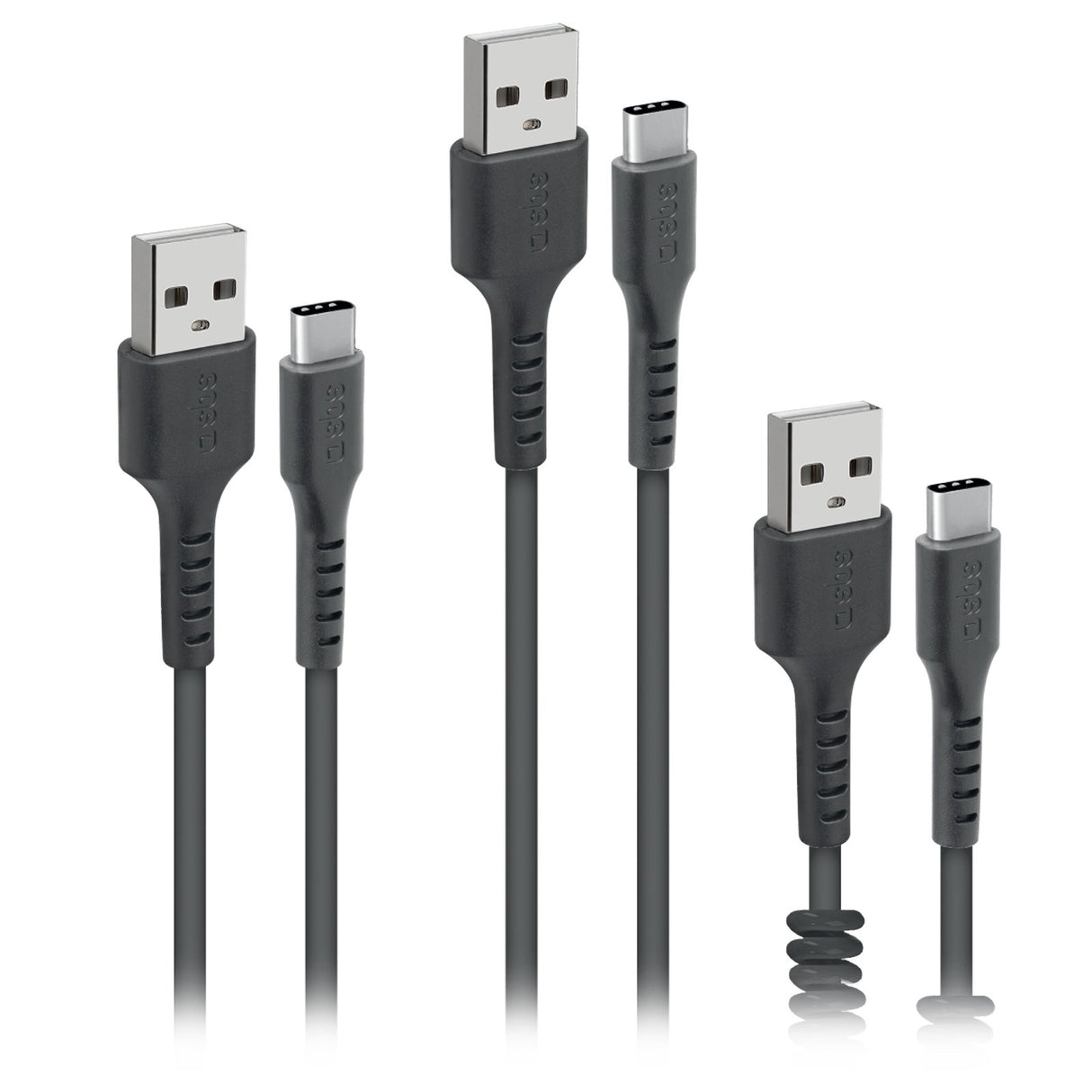 SBS 3-pak USB C kabler. Sort