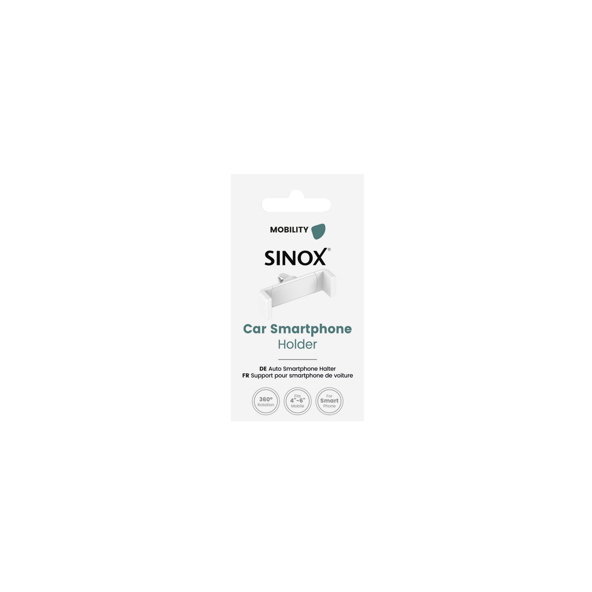 Sinox universal mobilholder til bilens ventilationskanaler. Hvid