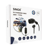 Sinox EV ladekabel mode 2. 6A 1 fase. 5m. Sort