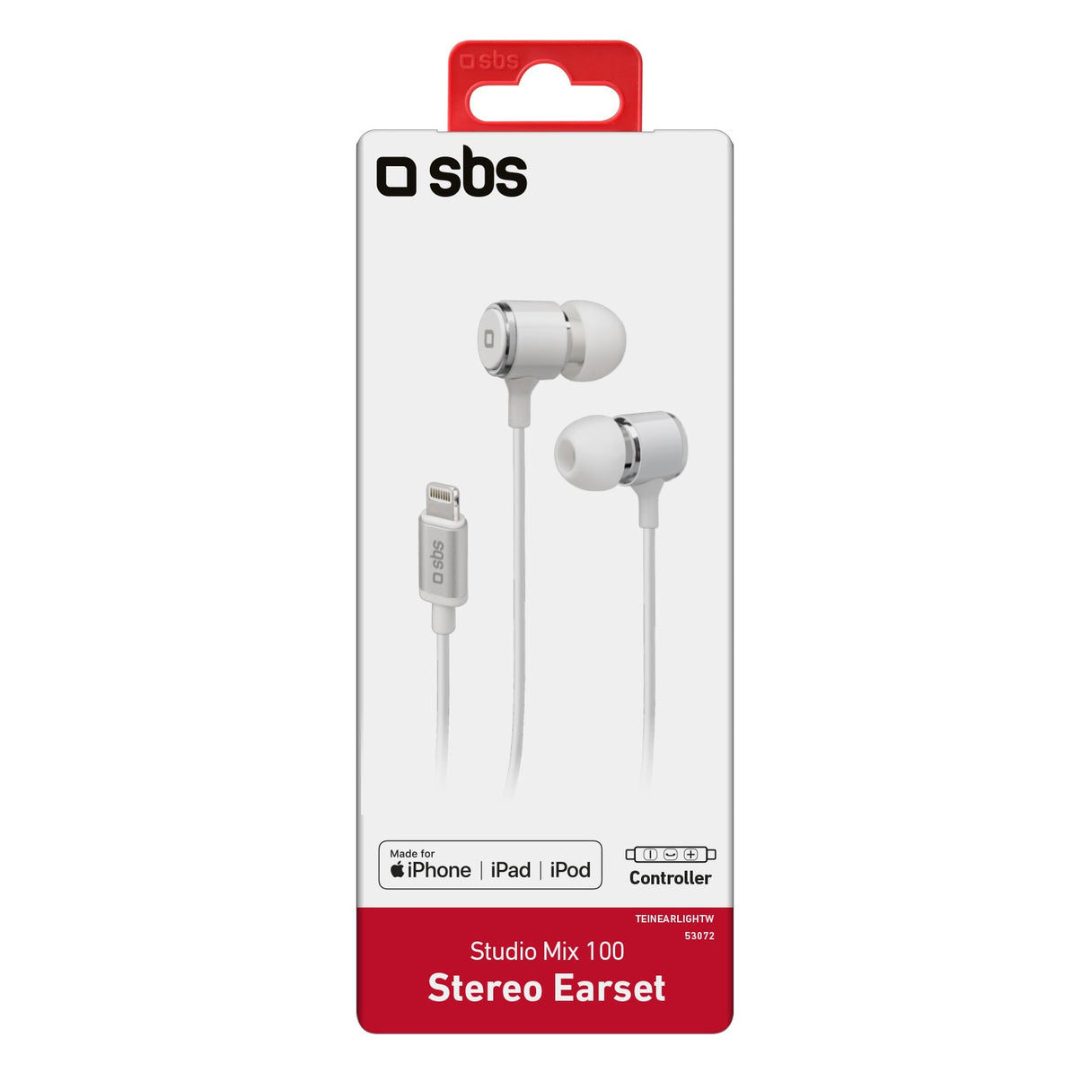 SBS in-ear stereo høretelefoner med Lightning-stik. Hvid