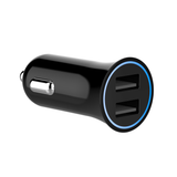 Techammo 12V dobbelt USB A biloplader. 2,4A. Sort