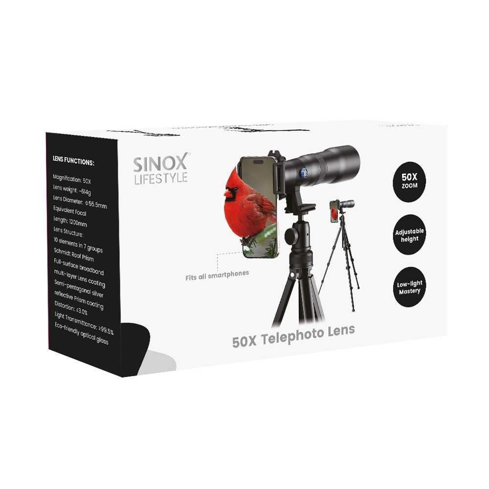Sinox Lifestyle 50x teleobjektivsæt. Sort