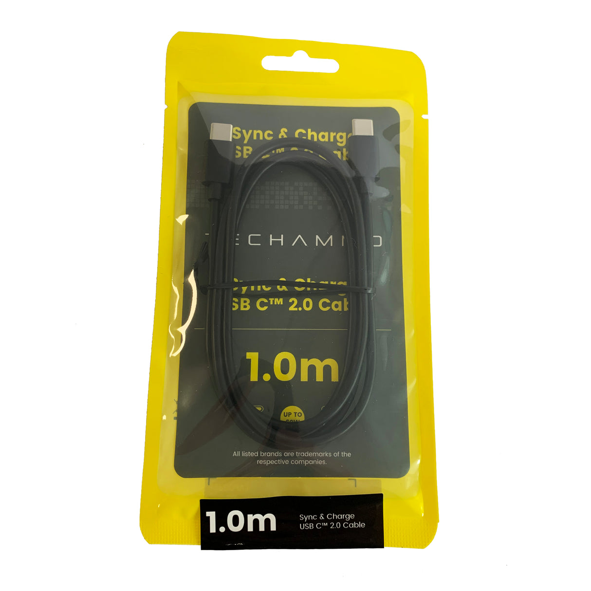 Techammo USB C kabel. 1m. Sort