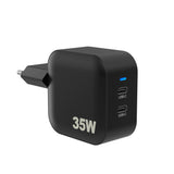 Sinox PRO 230V 2xUSB-C PD oplader 35W. Sort