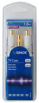 Sinox 70dB antennekabel. 1m. Hvid