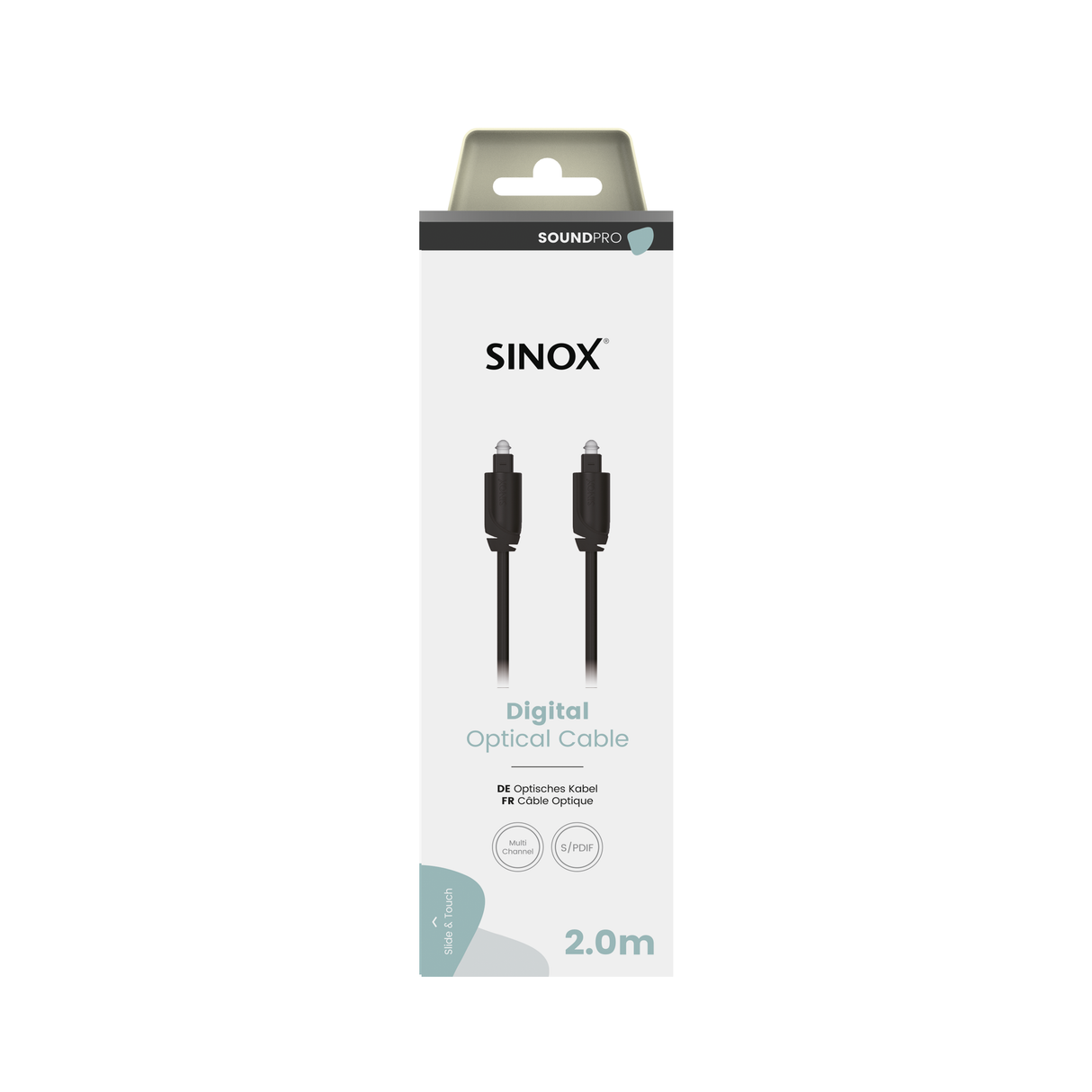 Sinox PRO optisk kabel. 2m. Sort