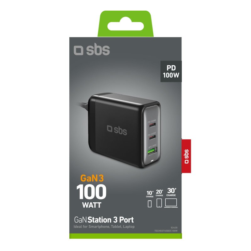 SBS 100 Watt GaN-ladestation. Sort
