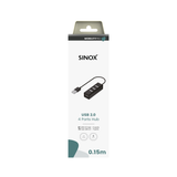 Sinox PRO USB 2.0 4-port. 0,15m. Sort