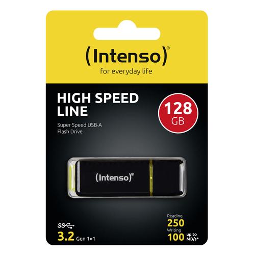 Intenso High Speed Line USB-nøgle 128 GB USB Type-A 3.2 Gen 1 (3.1 Gen 1) Sort, Gul
