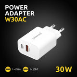Intenso POWER ADAPTER USB-A/USB-C/7803012 Universel Hvid Vekselstrøm Hurtig opladning Indendørs