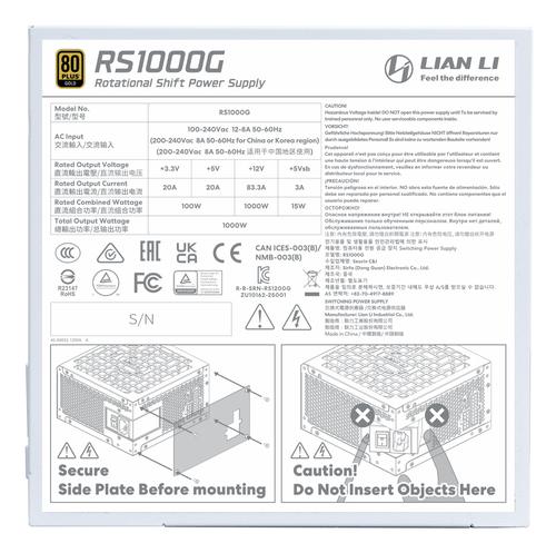 Lian Li RS1000G power supply unit 1000 W 20+4 pin ATX ATX White