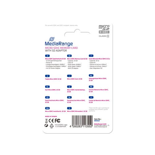 MediaRange 32GB microSDHC Class 10