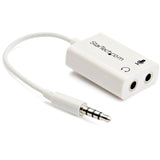 Hvid headset-adapter til headsets med separate hovedtelefon-/mikrofonstik - 3,5 mm 4-positions til 2x 3-positions 3,5 mm M/F